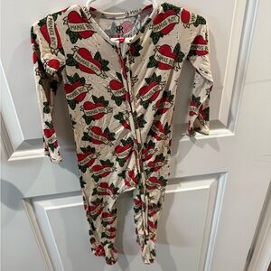 Mama's Boy Kids One Piece Pajama - Red and Cream